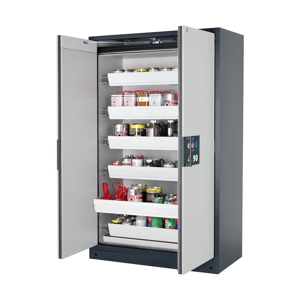 Illustration du produit: Armoire coupe-feu asecos® Q-PEGASUS / type 90, 6 cuves extractibles, haut. x larg. x prof. 1 953 x 1 193 x 615 mm, gris clair