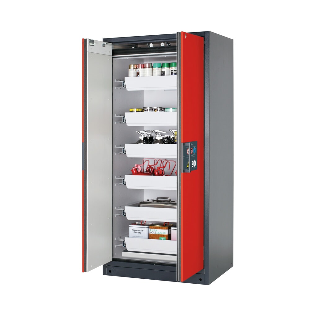 Illustration du produit: Armoire coupe-feu asecos® Q-PEGASUS / type 90, 6 cuves extractibles, haut. x larg. x prof. 1 953 x 893 x 615 mm, rouge signalisation