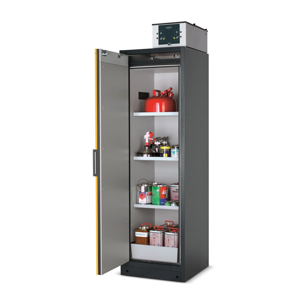 N° de l'image du produit 5 : Armoire coupe-feu asecos® Q-PEGASUS / type 90, 4 cuves extractibles, haut. x larg. x prof. 1 953 x 599 x 615 mm, rouge signalisation