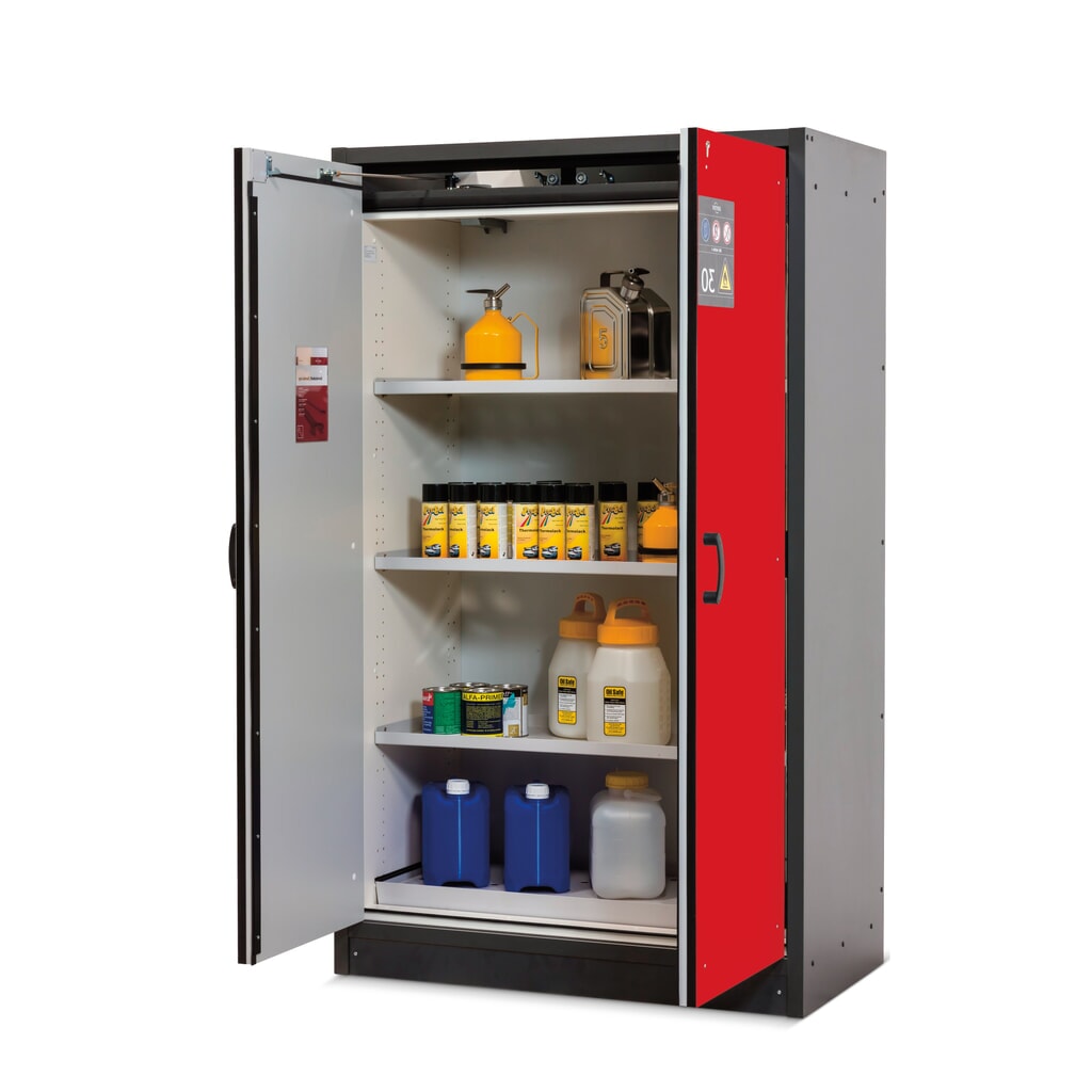 Illustration du produit: Armoire coupe-feu asecos® de type 30, haut. x larg. x prof. 1 947 x 564 x 620 mm, gris anthracite, rouge signalisation