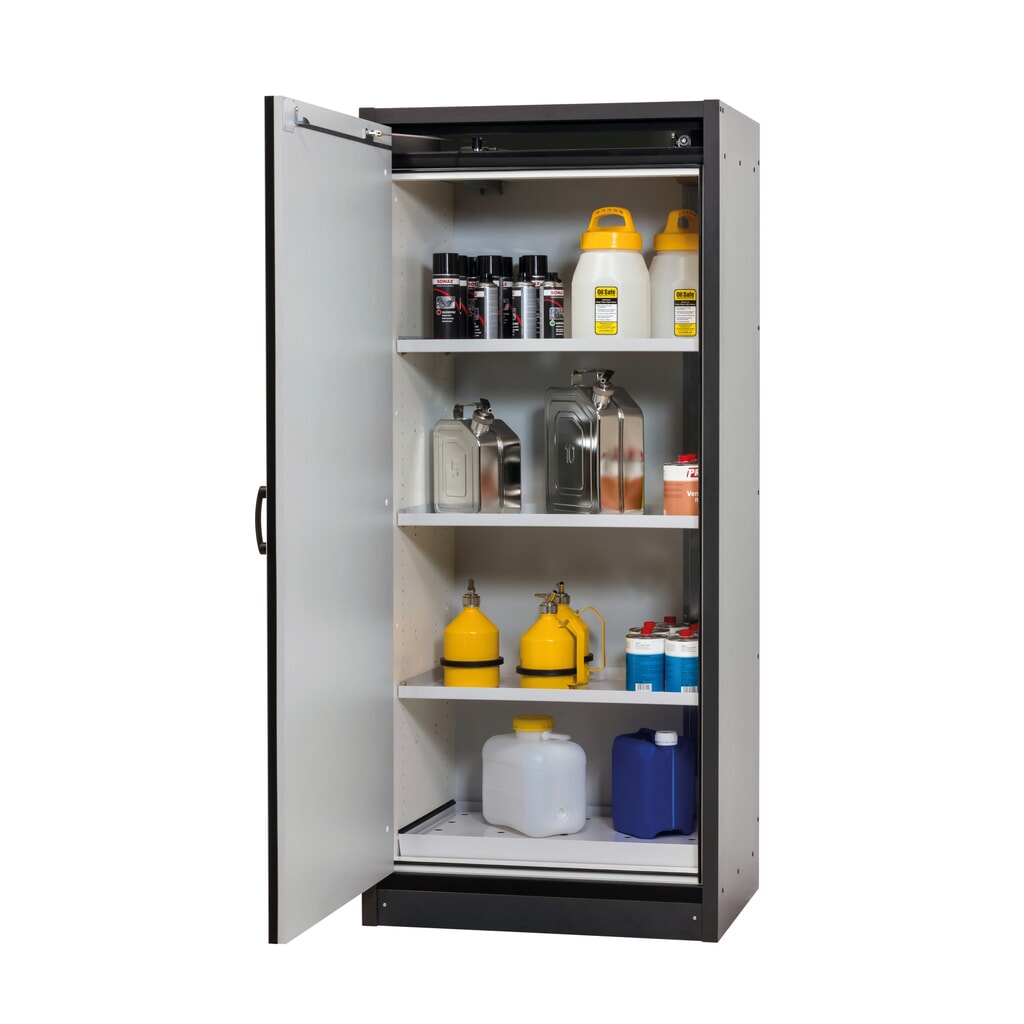N° de l'image du produit 3 : Armoire coupe-feu asecos® de type 30, haut. x larg. x prof. 1 947 x 564 x 620 mm, gris anthracite, jaune d’or