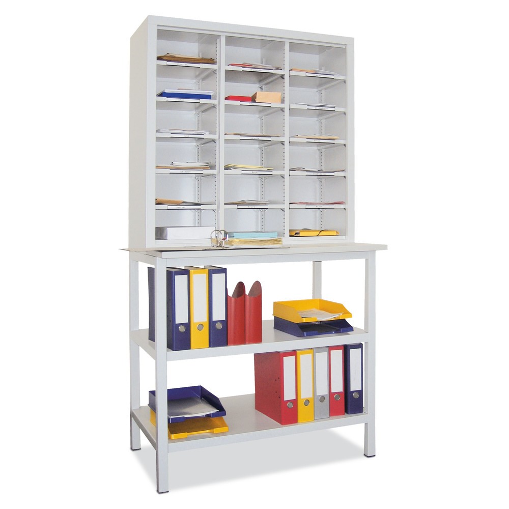 Illustration du produit: Armoire de tri PAVOY, 18 compartiments et meuble bas, rouge feu, vert réséda
