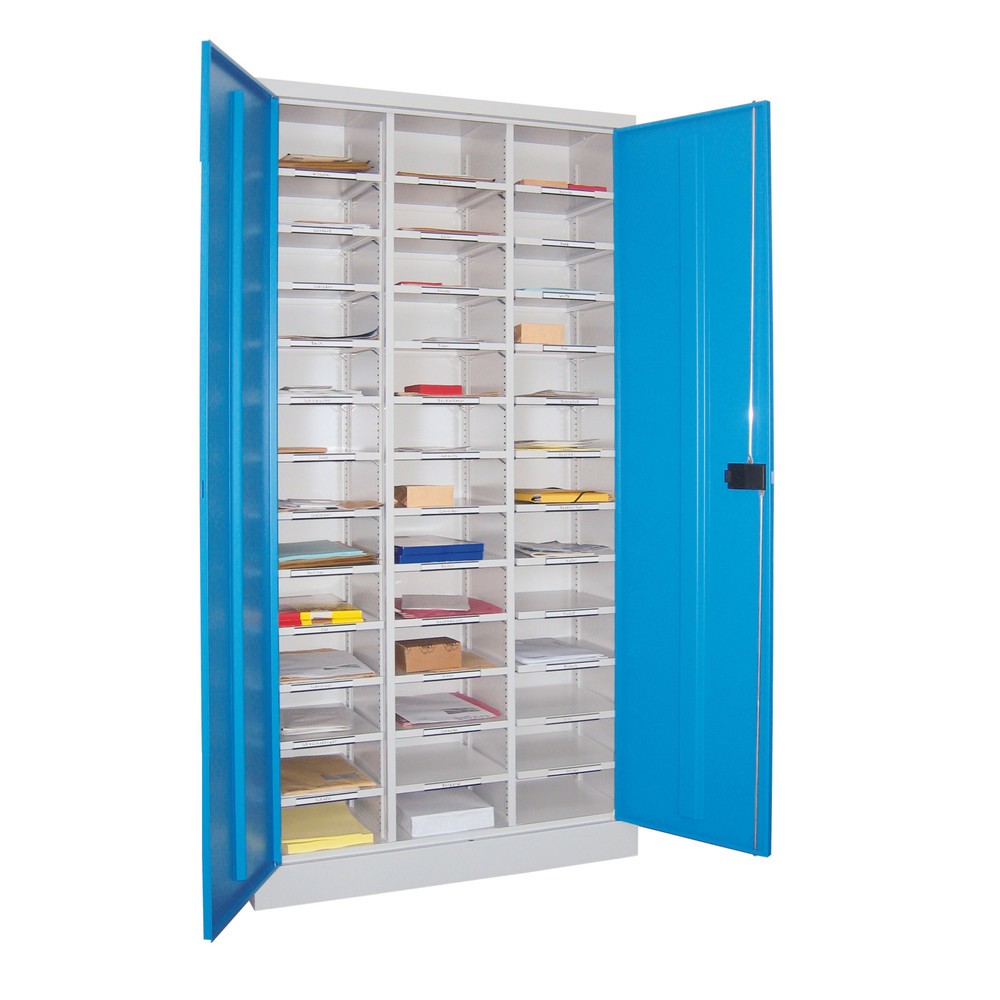 Illustration du produit: Armoire de tri PAVOY avec porte, 39 compartiments, gris clair, rouge feu