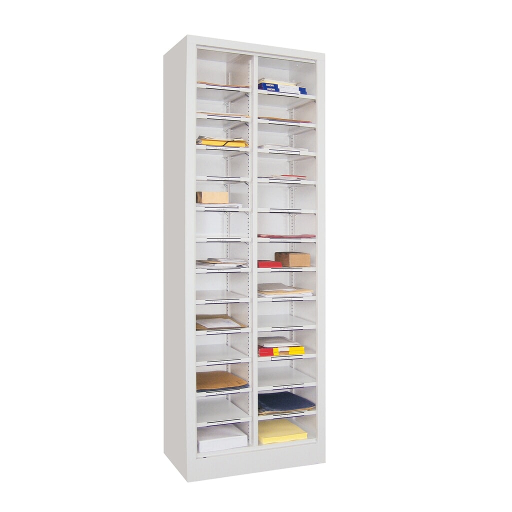 Armoire de tri PAVOY sans porte, 26 compartiments, vert réséda N° de l'image du produit 1 : Armoire de tri PAVOY sans porte, 26 compartiments, vert réséda
