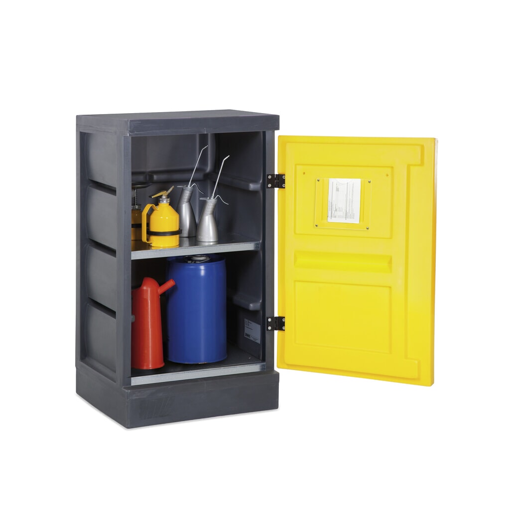 Denios armoire pour produits chimiques en polyéthylène (PE), H x l x P 1 130 x 610 x 640 mm, 2 grilles en acier inoxydable Illustration du produit: Denios armoire pour produits chimiques en polyéthylène (PE), H x l x P 1 130 x 610 x 640 mm, 2 grilles en acier inoxydable