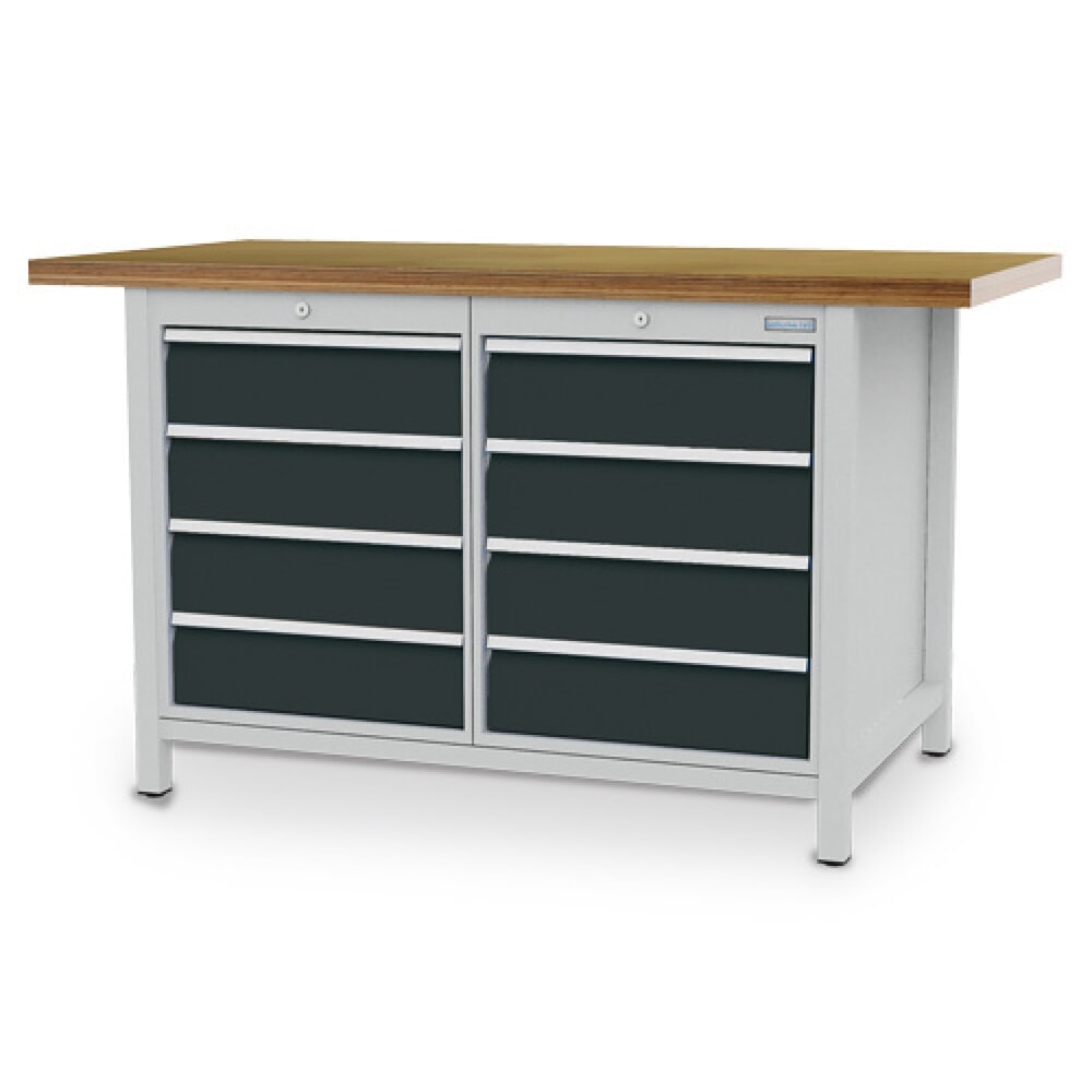Illustration du produit: Armoire établi R 18-24 Bedrunka+Hirth, H x l x P 859 x 1 500 x 750 mm, gris clair, gris anthracite, 8 tiroirs 8 x 150 mm