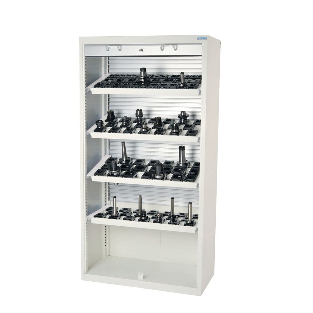 Illustration du produit: Armoire haute Bedrunka+Hirth pour outils CNC avec volet roulant en aluminium, H x l x P 1 950 x 1 000 x 500 mm, SK 30 (80 pièces)