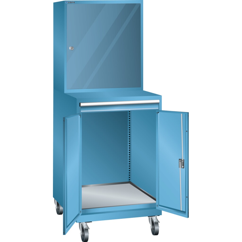 Armoire informatique LISTA mobile 36x36E, (lxPxH) 717x725x1 837 mm, sans multiprise, bleu clair Illustration du produit: Armoire informatique LISTA mobile 36x36E, (lxPxH) 717x725x1 837 mm, sans multiprise, bleu clair