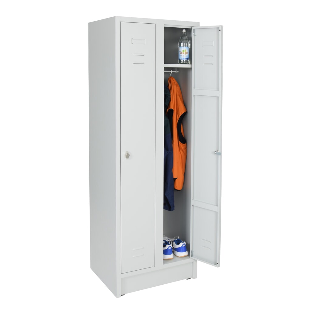 Armoire-penderie avec banc HEMMDAL HG-SB-1, fermeture à pêne tournant, 2 compartiments, HxlxP 1 800 x 600 x500 mm, gris clair N° de l'image du produit 4 : Armoire-penderie avec banc HEMMDAL HG-SB-1, fermeture à pêne tournant, 2 compartiments, HxlxP 1 800 x 600 x500 mm, gris clair