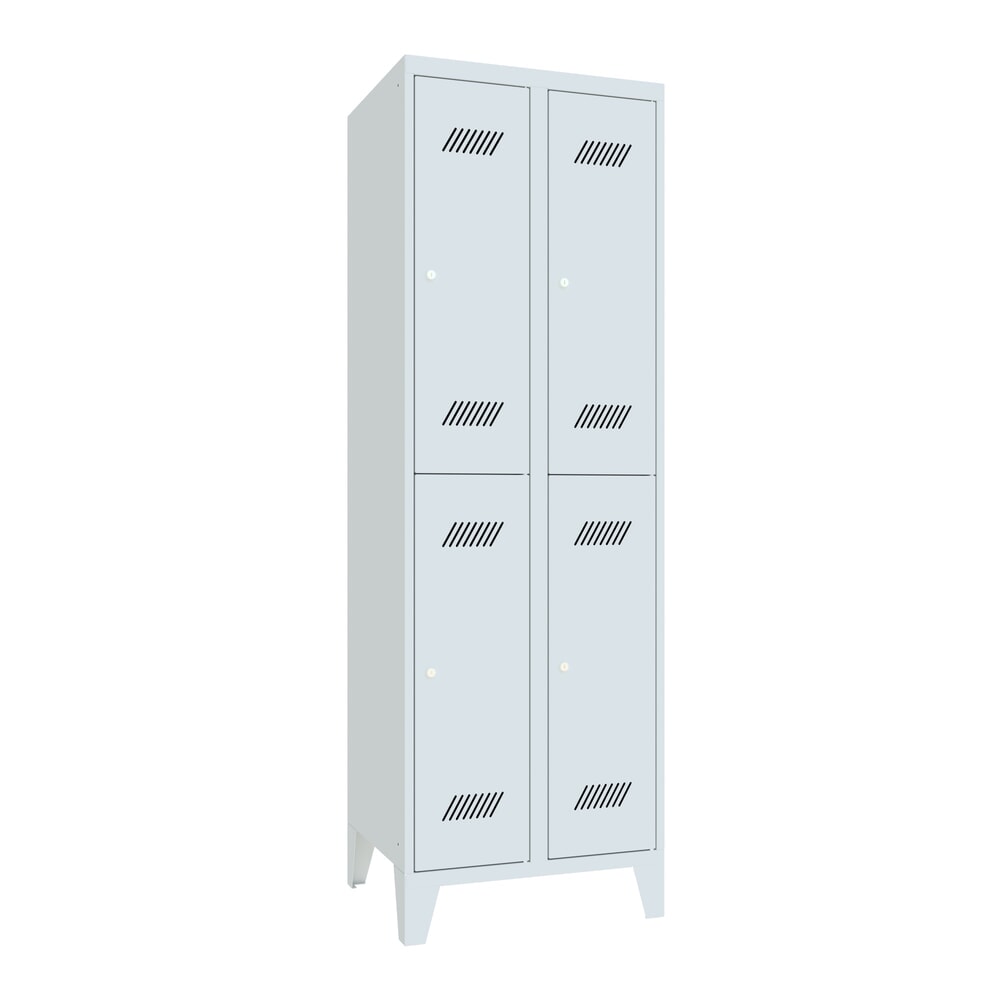 Illustration du produit: Armoire-penderie BASIC avec pieds et serrure à cylindre, 2 niveaux, 4 compartiments, H x l x P 1 850 x 630 x 500 mm, gris clair, gris clair