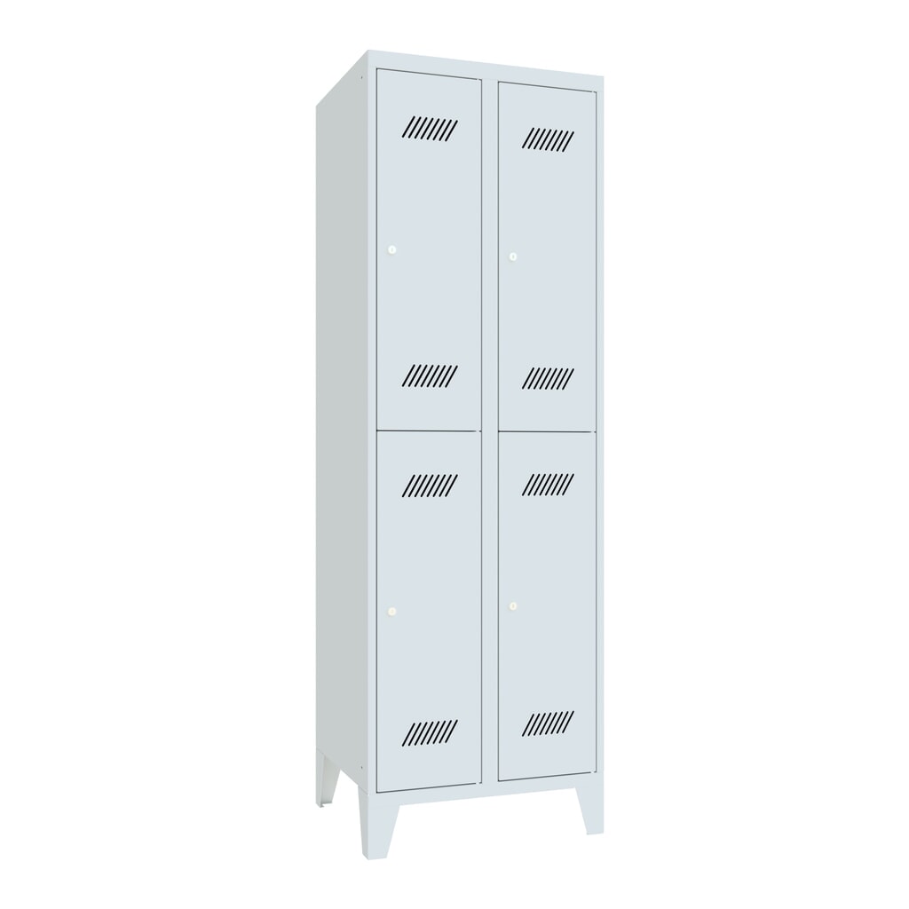 Illustration du produit: Armoire-penderie BASIC avec pieds et serrure à cylindre, 2 niveaux, 4 compartiments, H x l x P 1 850 x 630 x 500 mm, gris clair, gris clair