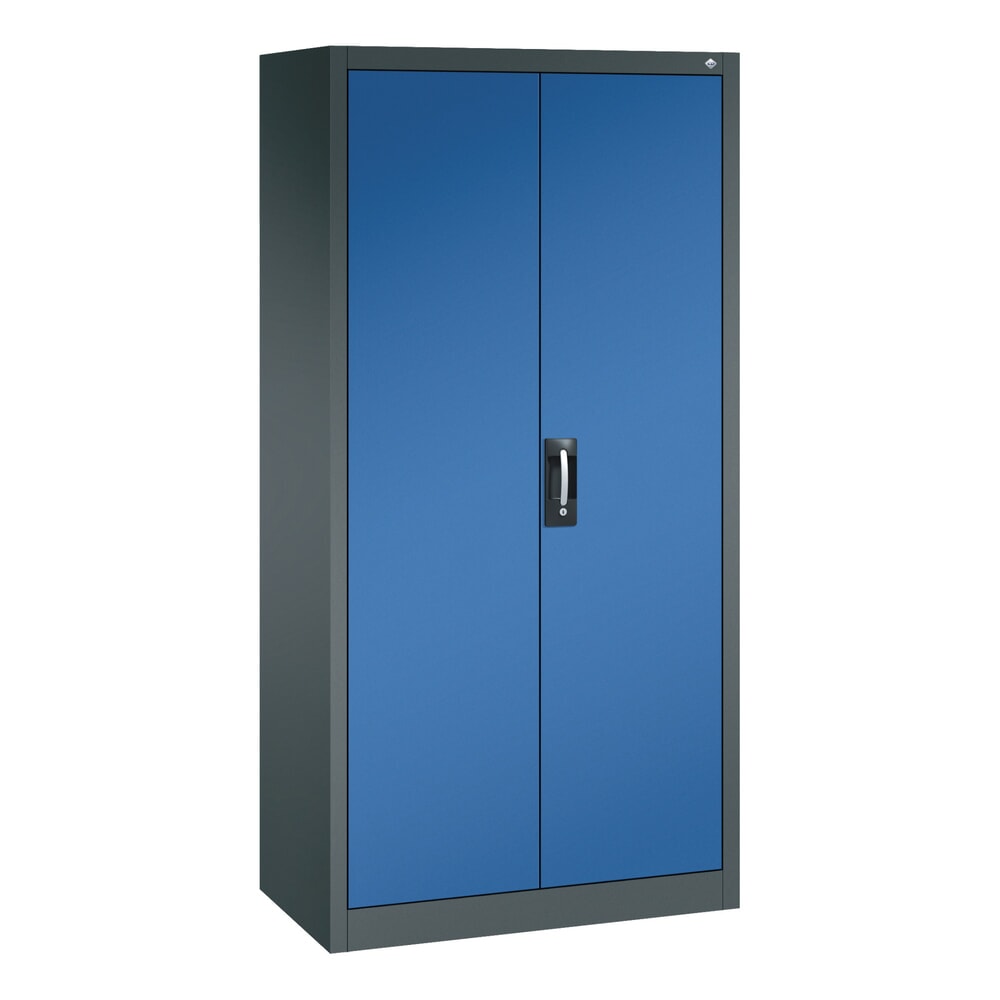 N° de l'image du produit 1 : C+P Armoire de bureau 6 compartiments + tringle à vêtements, HxlxP 1 950 x 930 x 500 mm, gris anthracite, bleu gentiane