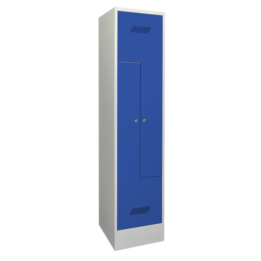 Illustration du produit: Armoire-penderie en Z PAVOY, 2 compartiments, H x l x P 1 850 x 430 x 500 mm, bleu gentiane, gris clair