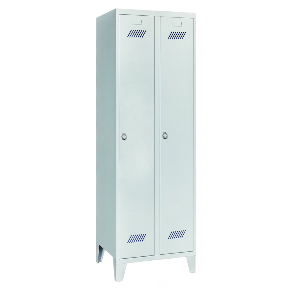 Illustration du produit: Armoire-penderie PAVOY avec pieds + fermeture à pêne tournant, 2 compartiments, H x l x P 1 850 x 630 x 500 mm, gris clair, gris clair