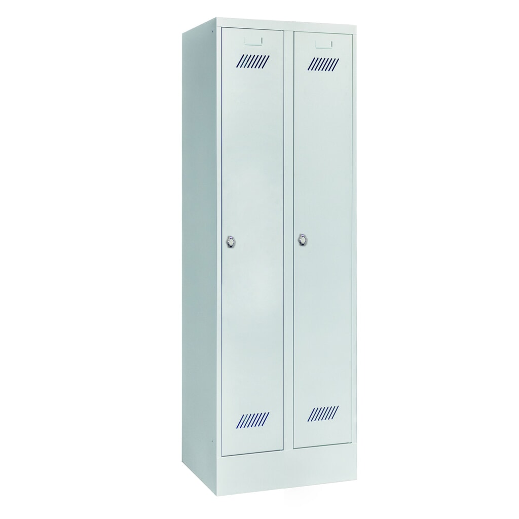 Illustration du produit: Armoire-penderie PAVOY avec socle + fermeture à pêne tournant, 2 compartiments, H x l x P 1 850 x 630 x 500 mm, gris clair, gris clair