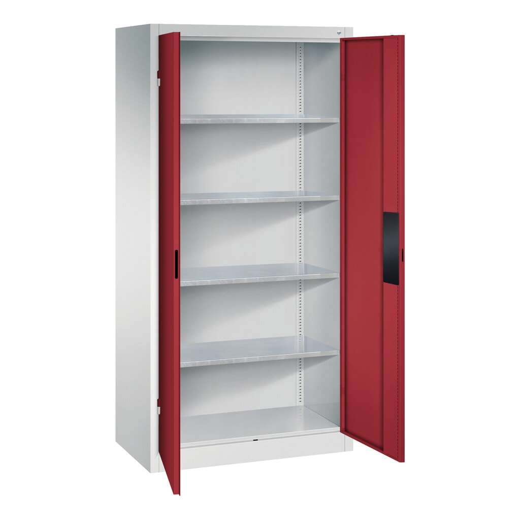 N° de l'image du produit 5 : Armoire pour charges lourdes C+P avec 4 tablettes, H x l x P 1 950 x 930 x 500 mm, gris clair, gris noir