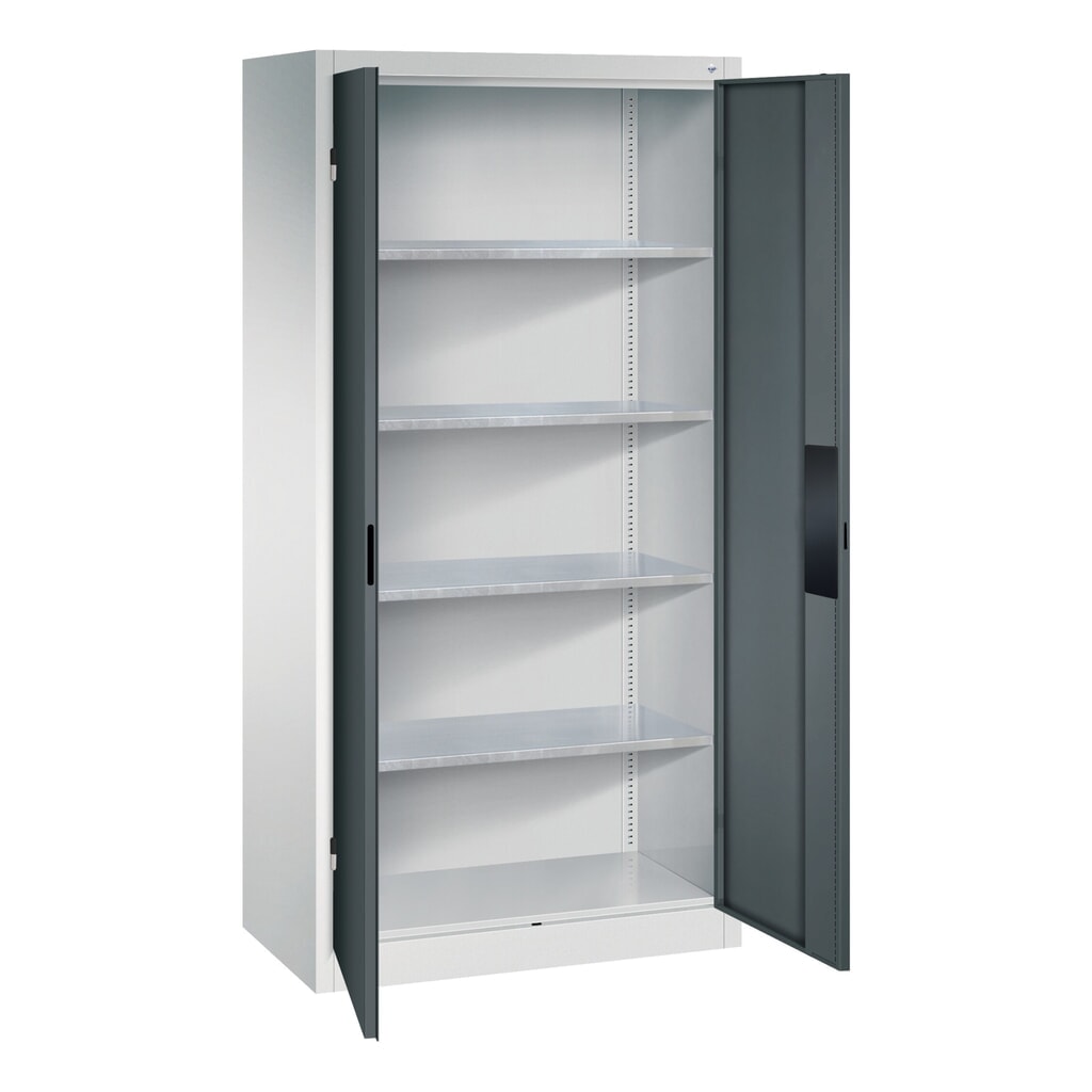 Armoire pour charges lourdes C+P avec 4 tablettes, H x l x P 1 950 x 930 x 500 mm, gris anthracite, bleu clair N° de l'image du produit 5 : Armoire pour charges lourdes C+P avec 4 tablettes, H x l x P 1 950 x 930 x 500 mm, gris anthracite, bleu clair