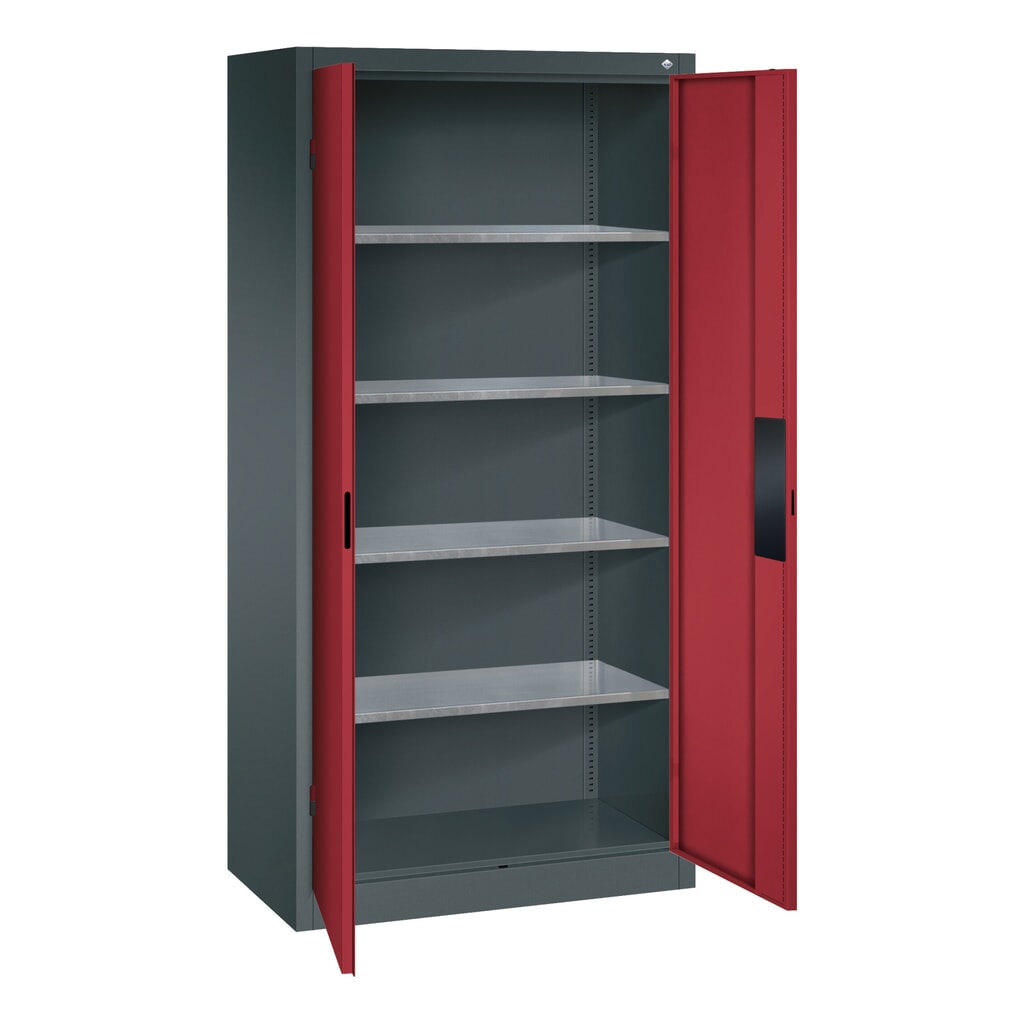 N° de l'image du produit 5 : Armoire pour charges lourdes C+P avec 4 tablettes, H x l x P 1 950 x 930 x 500 mm, gris anthracite, gris noir