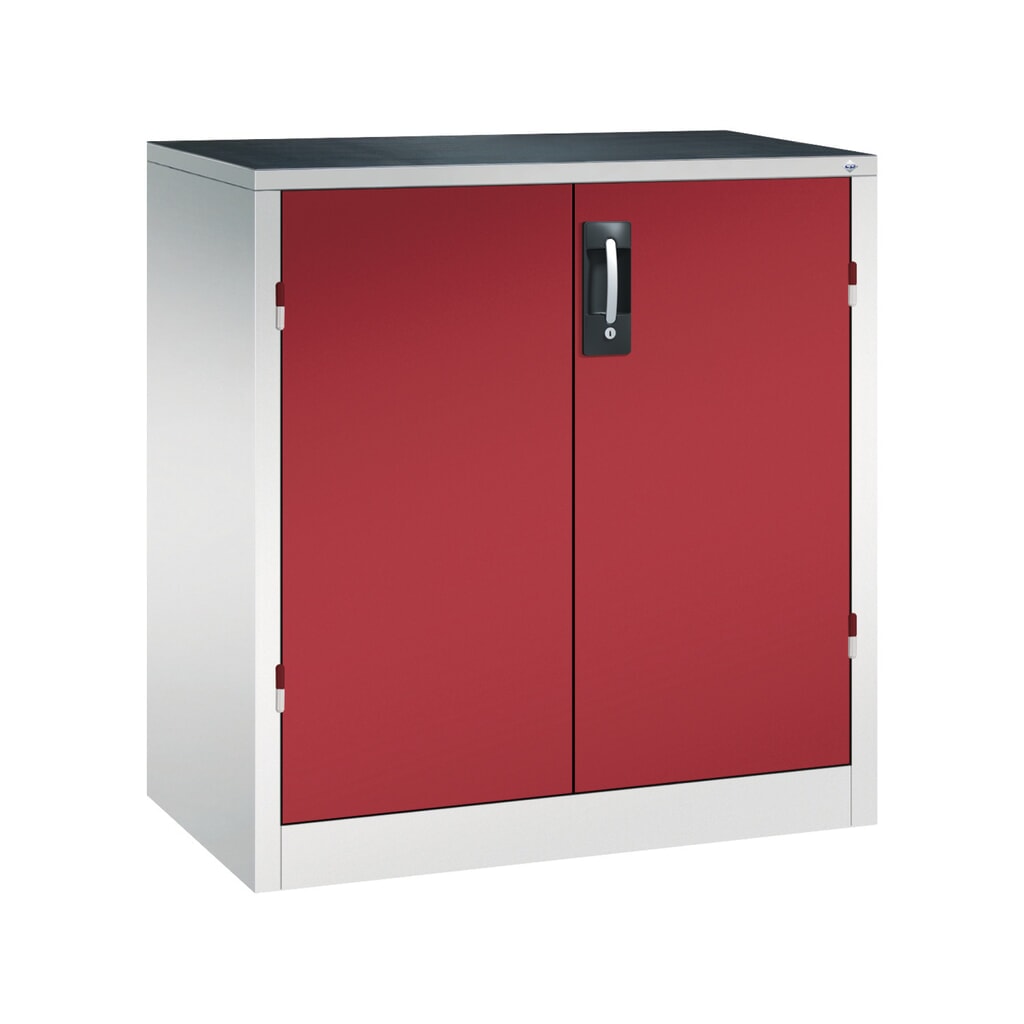 Illustration du produit: Armoire pour charges lourdes C+P avec 1 tablette, H x l x P 1 000 x 930 x 500 mm, gris clair, rouge rubis