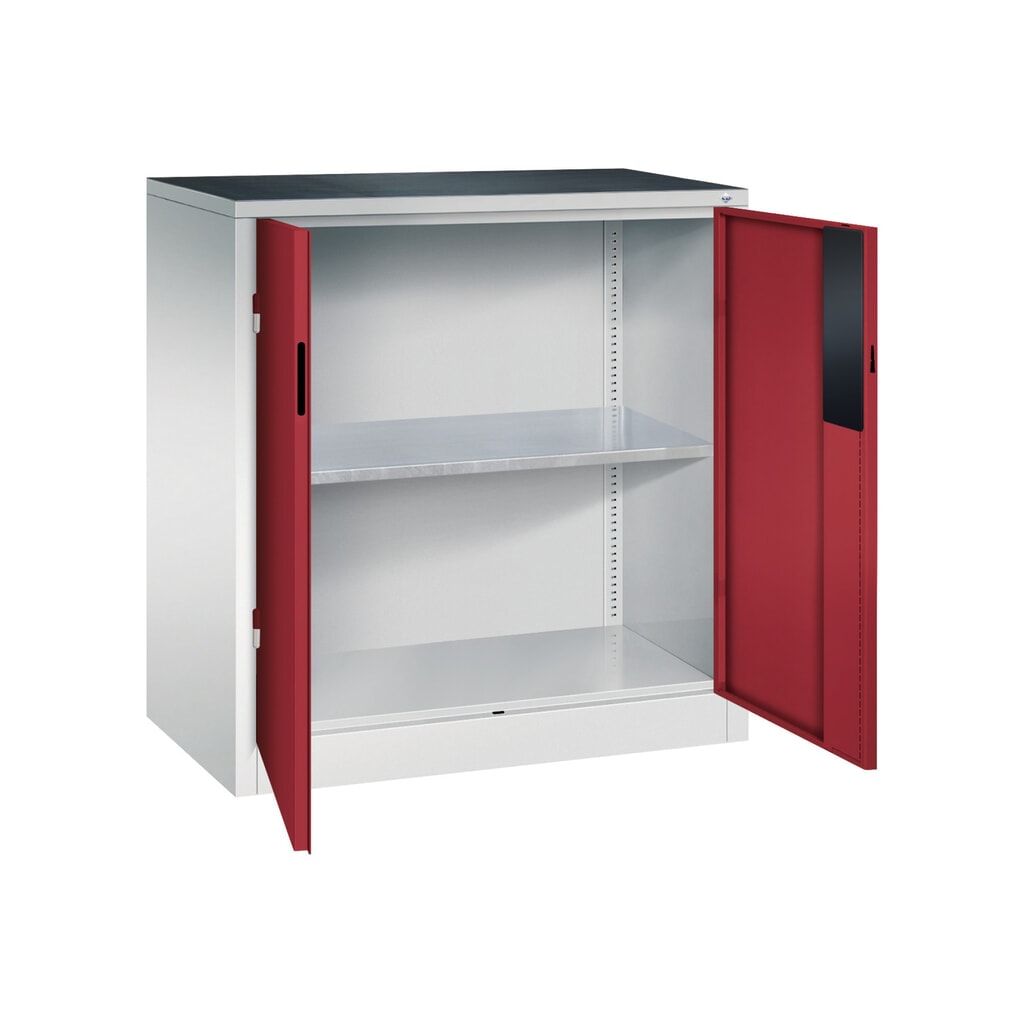 N° de l'image du produit 5 : Armoire pour charges lourdes C+P avec 1 tablette, H x l x P 1 000 x 930 x 500 mm, gris clair, rouge rubis