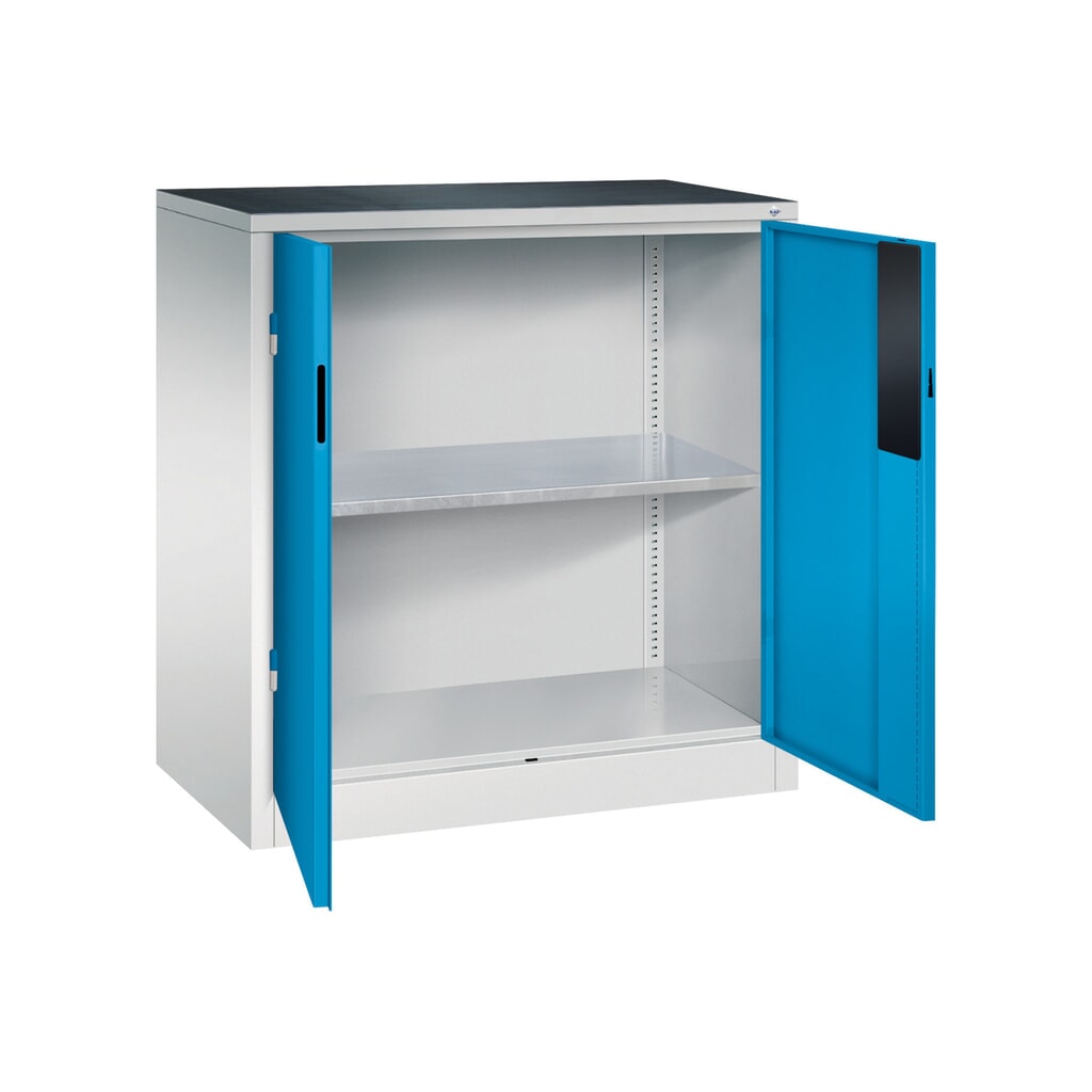 Armoire pour charges lourdes C+P avec 1 tablette, H x l x P 1 000 x 930 x 500 mm, gris clair, bleu clair N° de l'image du produit 5 : Armoire pour charges lourdes C+P avec 1 tablette, H x l x P 1 000 x 930 x 500 mm, gris clair, bleu clair