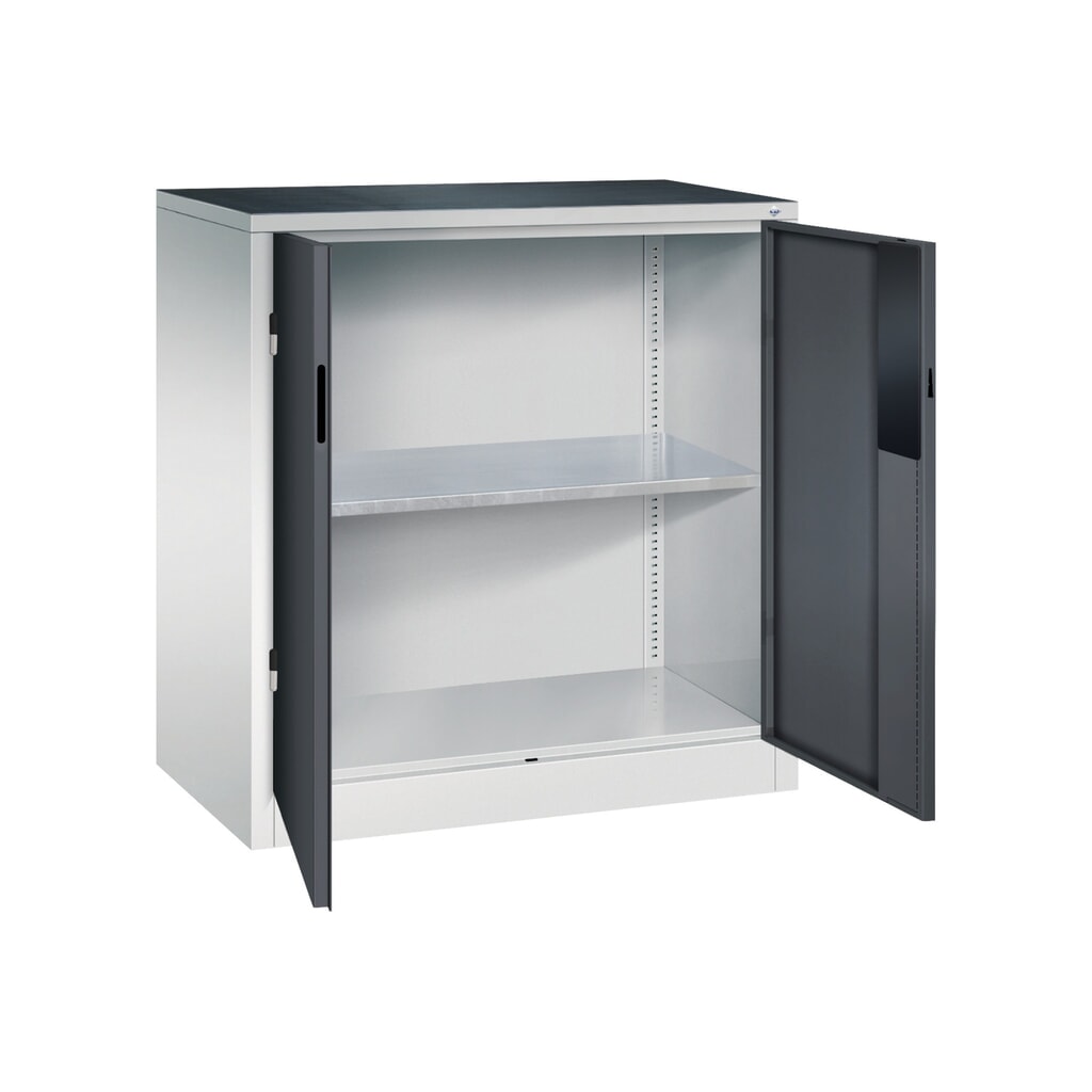 N° de l'image du produit 5 : Armoire pour charges lourdes C+P avec 1 tablette, H x l x P 1 000 x 930 x 500 mm, gris clair, gris noir