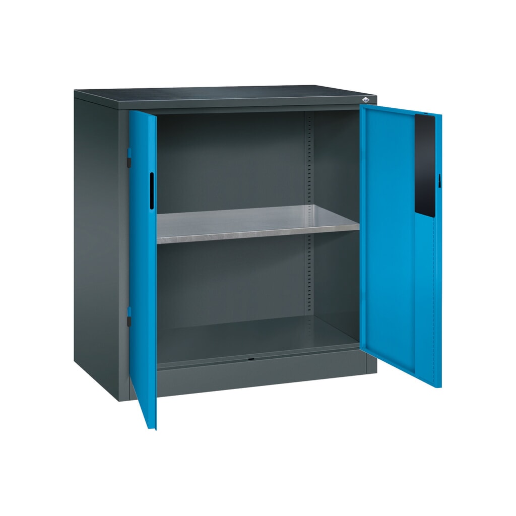 Armoire pour charges lourdes C+P avec 1 tablette, H x l x P 1 000 x 930 x 500 mm, gris anthracite, bleu clair N° de l'image du produit 5 : Armoire pour charges lourdes C+P avec 1 tablette, H x l x P 1 000 x 930 x 500 mm, gris anthracite, bleu clair
