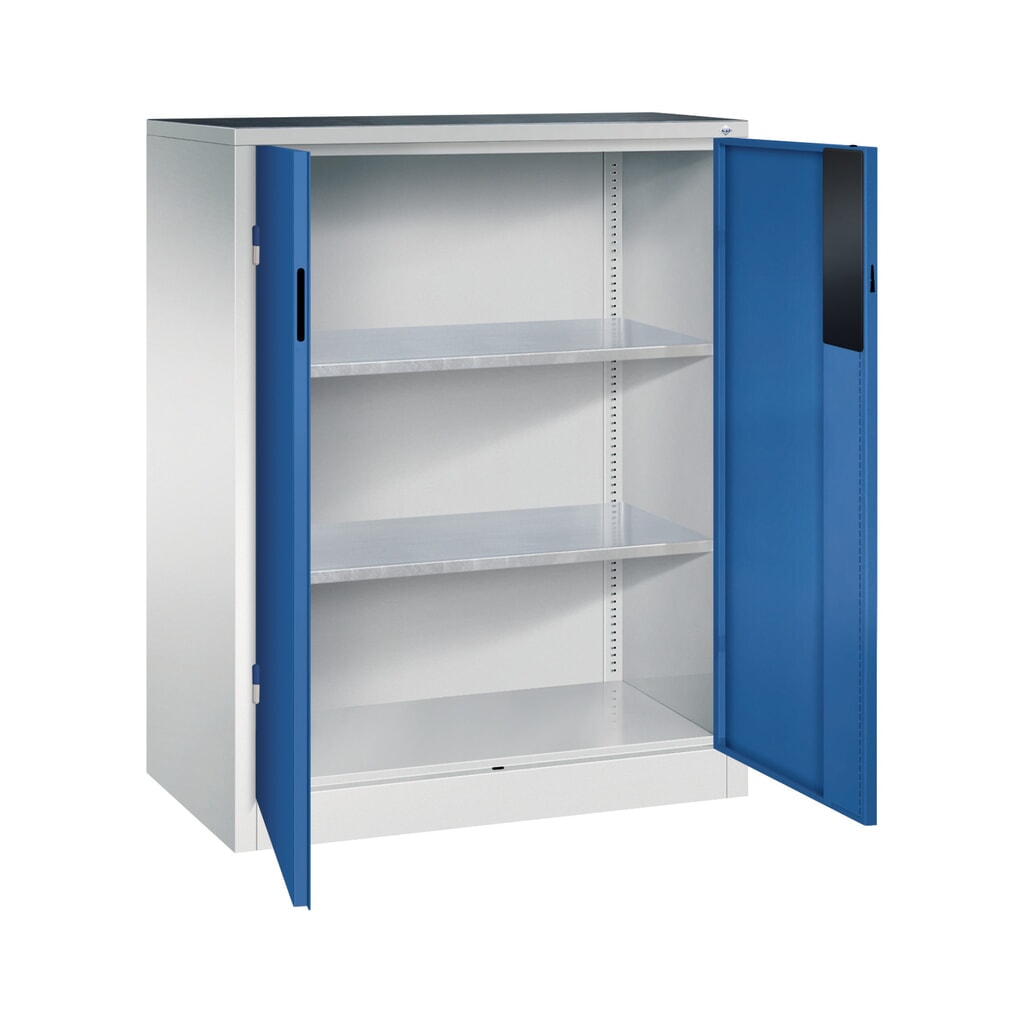 Armoire pour charges lourdes C+P avec 2 tablettes, H x l x P 1 200 x 930 x 500 mm, gris clair, bleu gentiane N° de l'image du produit 4 : Armoire pour charges lourdes C+P avec 2 tablettes, H x l x P 1 200 x 930 x 500 mm, gris clair, bleu gentiane