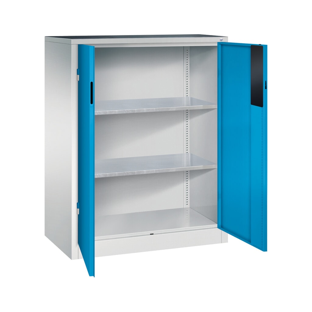 Armoire pour charges lourdes C+P avec 2 tablettes, H x l x P 1 200 x 930 x 500 mm, gris clair, bleu clair N° de l'image du produit 5 : Armoire pour charges lourdes C+P avec 2 tablettes, H x l x P 1 200 x 930 x 500 mm, gris clair, bleu clair