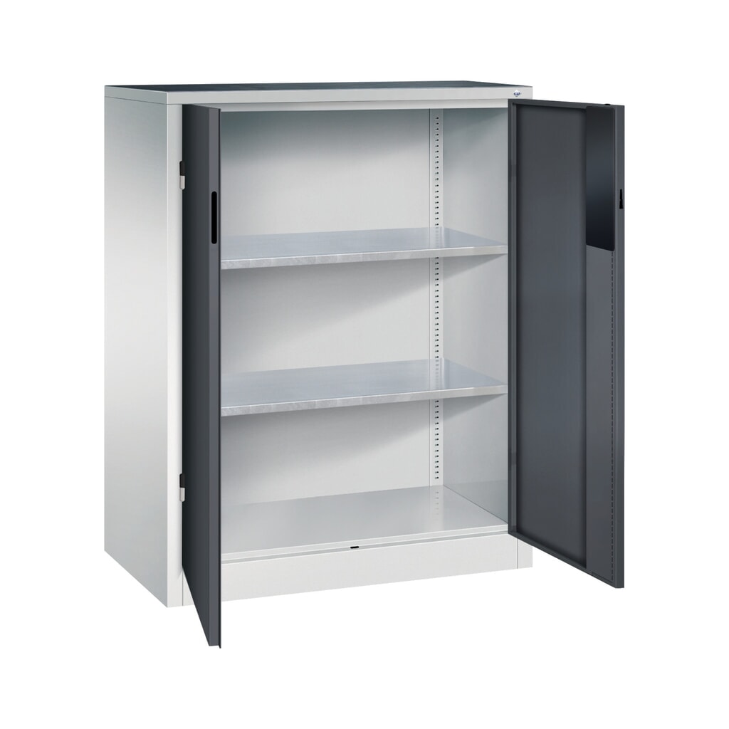 Armoire pour charges lourdes C+P avec 2 tablettes, H x l x P 1 200 x 930 x 500 mm, gris clair, gris noir N° de l'image du produit 5 : Armoire pour charges lourdes C+P avec 2 tablettes, H x l x P 1 200 x 930 x 500 mm, gris clair, gris noir