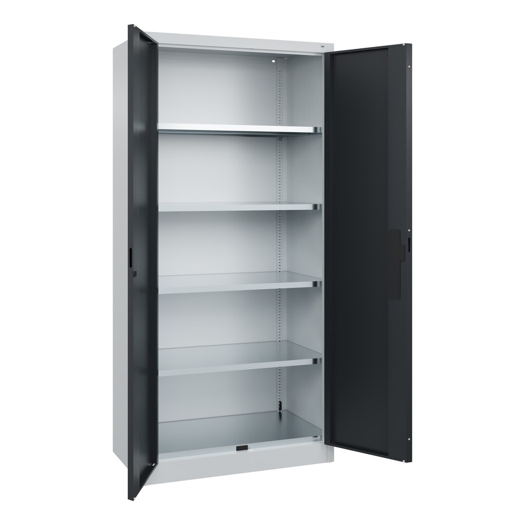 Armoire pour charges lourdes C+P avec 4 tablettes, H x l x P 1 950 x 930 x 500 mm, gris clair, gris noir N° de l'image du produit 7 : Armoire pour charges lourdes C+P avec 4 tablettes, H x l x P 1 950 x 930 x 500 mm, gris clair, gris noir