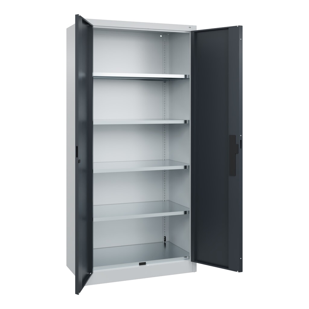 Armoire pour charges lourdes C+P avec 4 tablettes, H x l x P 1 950 x 930 x 500 mm, gris clair, gris anthracite N° de l'image du produit 7 : Armoire pour charges lourdes C+P avec 4 tablettes, H x l x P 1 950 x 930 x 500 mm, gris clair, gris anthracite