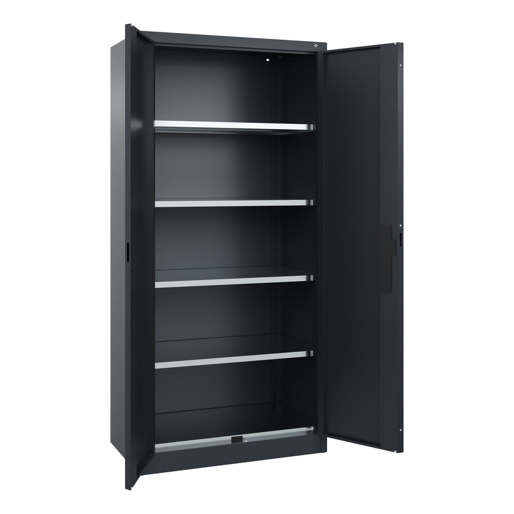 N° de l'image du produit 6 : Armoire pour charges lourdes C+P avec 4 tablettes, H x l x P 1 950 x 930 x 500 mm, gris anthracite, gris noir