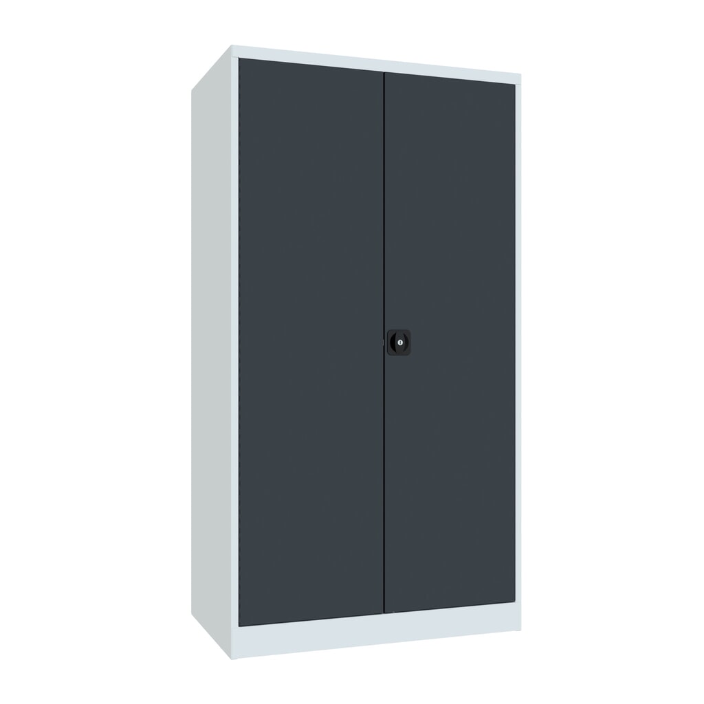 Illustration du produit: Armoire pour charges lourdes PAVOY Premium avec paroi intermédiaire, 8 tablettes, gris anthracite, gris clair