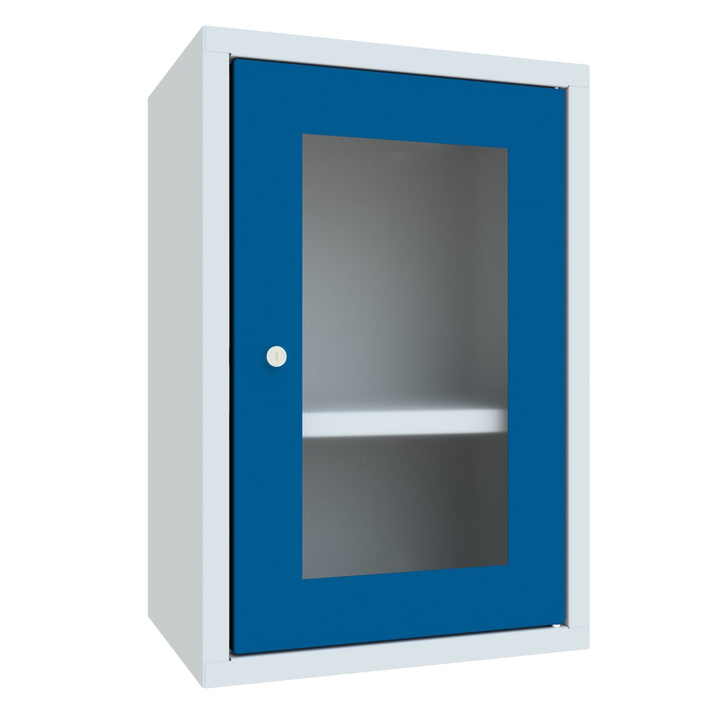 N° de l'image du produit 1 : Armoire suspendue PAVOY avec regard, H x l x P 600 x 400 x 300 mm, bleu gentiane, gris clair