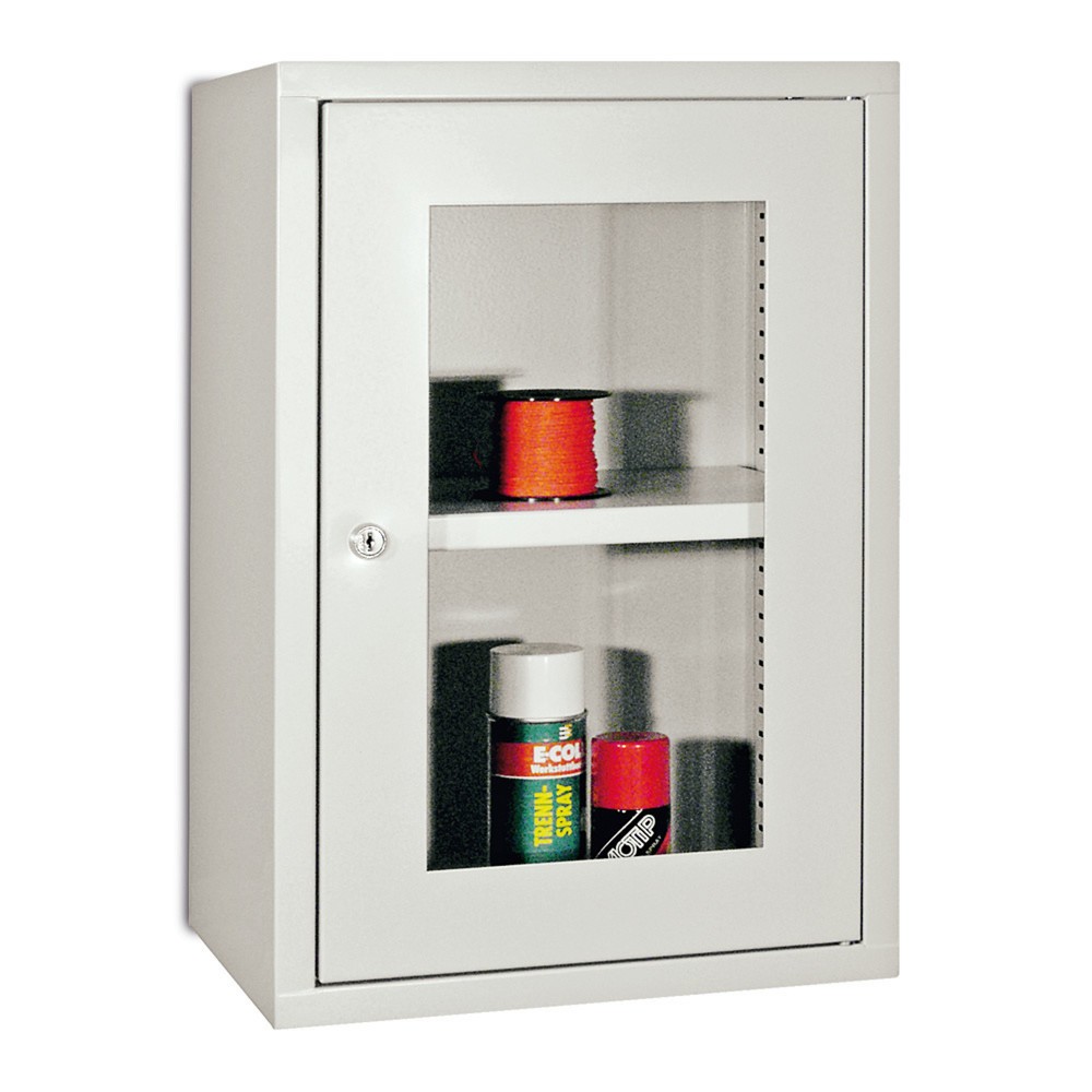 N° de l'image du produit 2 : Armoire suspendue PAVOY avec regard, H x l x P 600 x 400 x 300 mm, bleu gentiane, gris clair