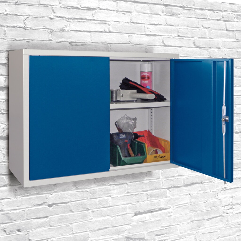 N° de l'image du produit 1 : Armoire suspendue PAVOY, H x l x P 600 x 800 x 300 mm, paroi arrière perforée, bleu gentiane, bleu gentiane