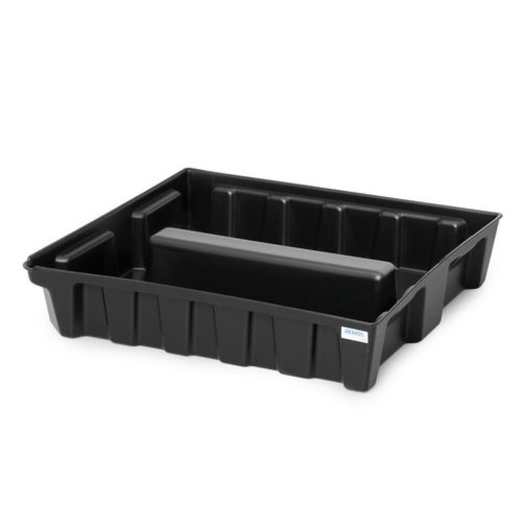 Illustration du produit: Denios bac de rétention pour petits bidons base-line en polyéthylène (PE), hauteur 160 mm, avec drain, sans grille, volume de 70 l