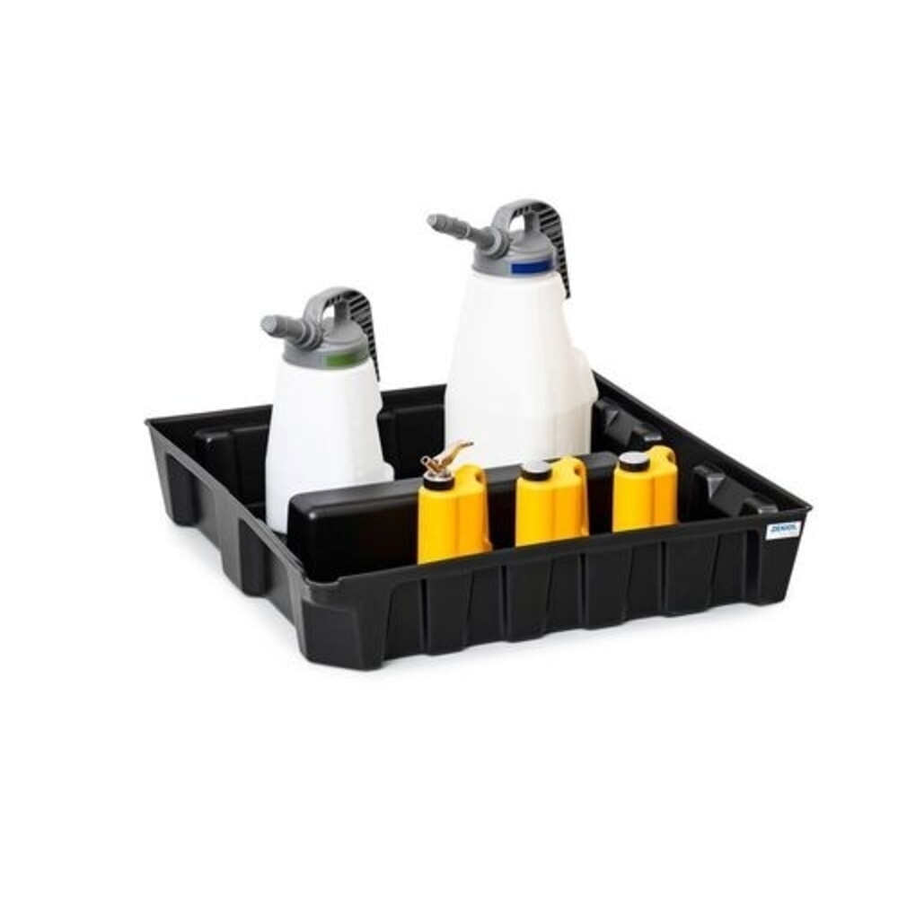 N° de l'image du produit 3 : Denios bac de rétention pour petits bidons base-line en polyéthylène (PE), hauteur 160 mm, avec drain, sans grille, volume de 70 l