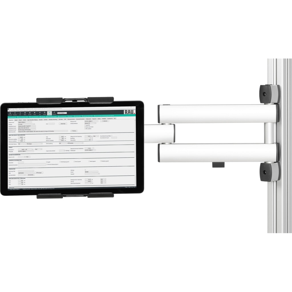 Support pour tablette pour table d’emballage RAU, pour support pour écran plat Illustration du produit: Support pour tablette pour table d’emballage RAU, pour support pour écran plat