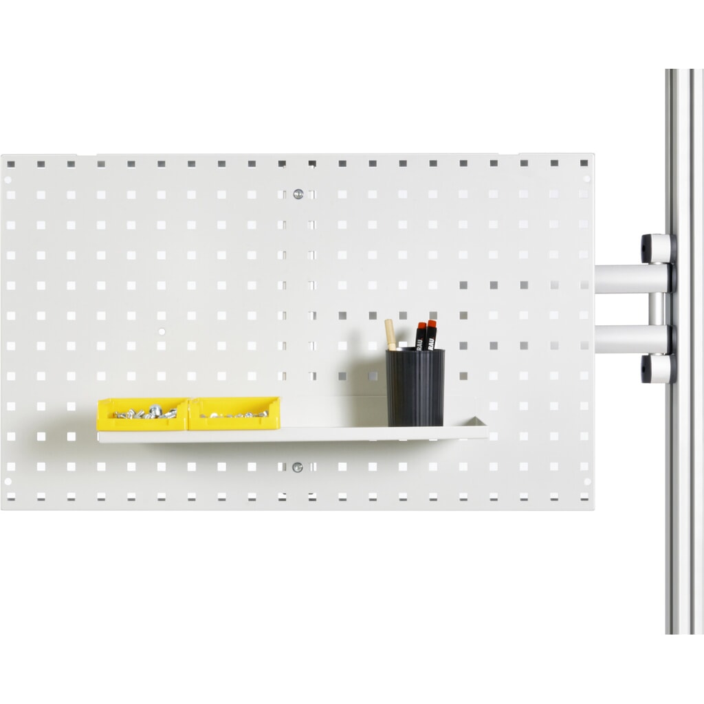 Bras pivotant pour table d’emballage RAU, avec 3 articulations, incluant plaque perforée, portée 540 mm Illustration du produit: Bras pivotant pour table d’emballage RAU, avec 3 articulations, incluant plaque perforée, portée 540 mm