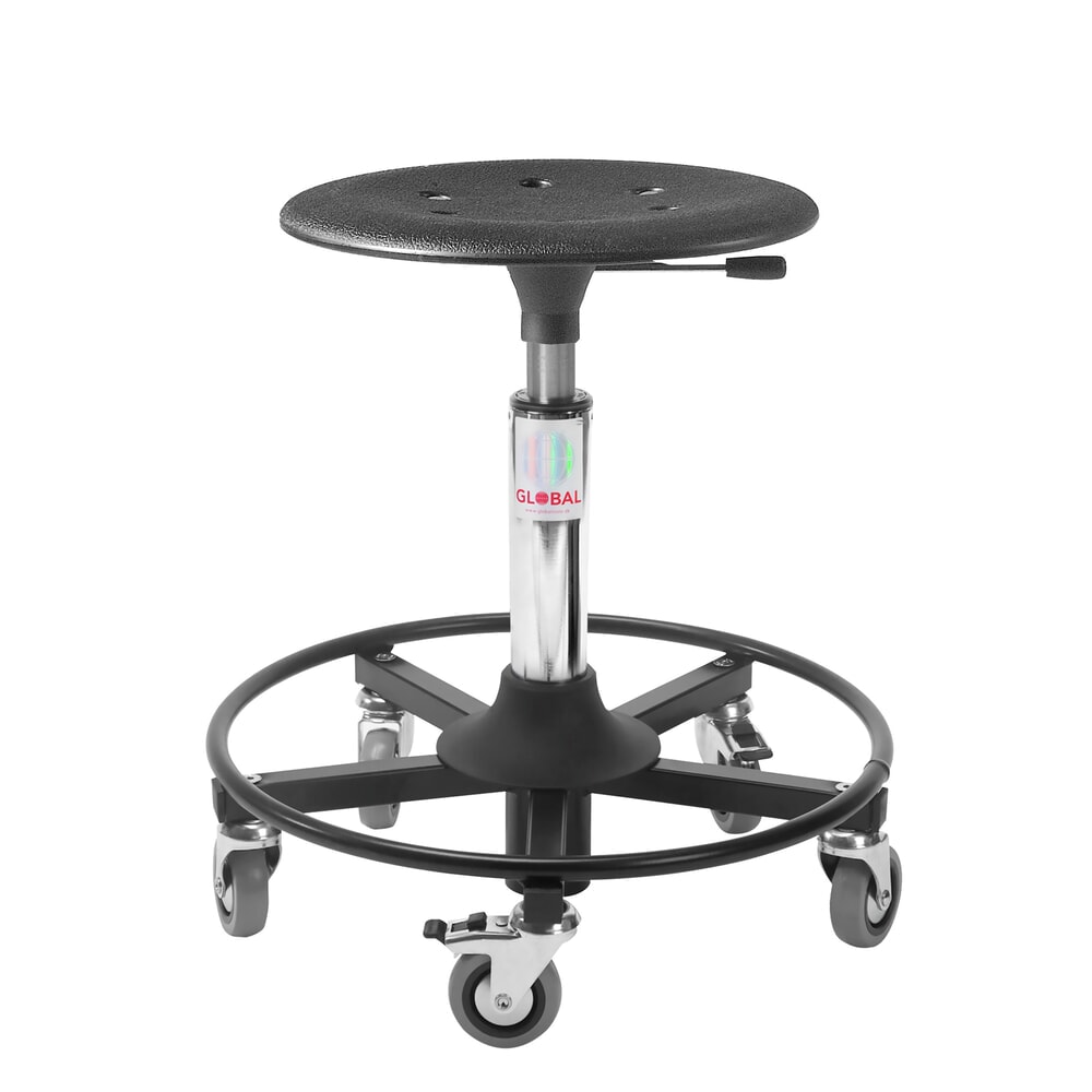 Illustration du produit: Global Stole A/S tabouret à roulettes 480RS, avec anneau repose-pieds, modèle Kappa, assise en plastique, coussin en tissu 460–650 mm