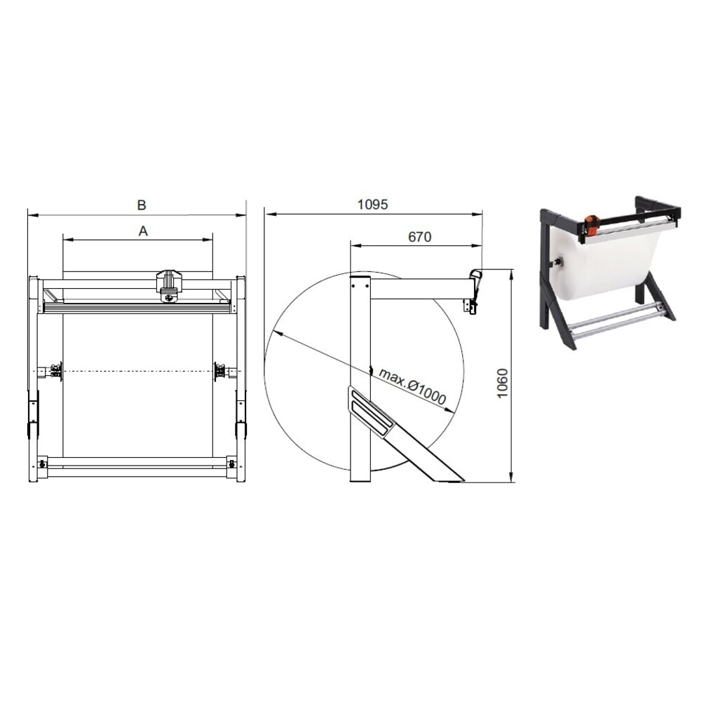 N° de l'image du produit 4 : Rocholz support de découpe horizontal pour grandes bobines, poids de rouleau max. 200 kg, largeur de coupe 750 mm