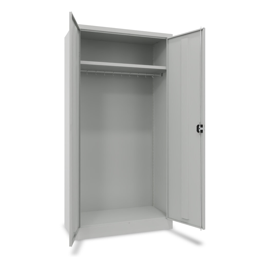 N° de l'image du produit 1 : PAVOY Armoire à portes battantes avec étagère à couvre-chef galvanisée et tringle à vêtements, H x l x P 1 950 x 1 000 x 500 mm, gris clair/gris clair