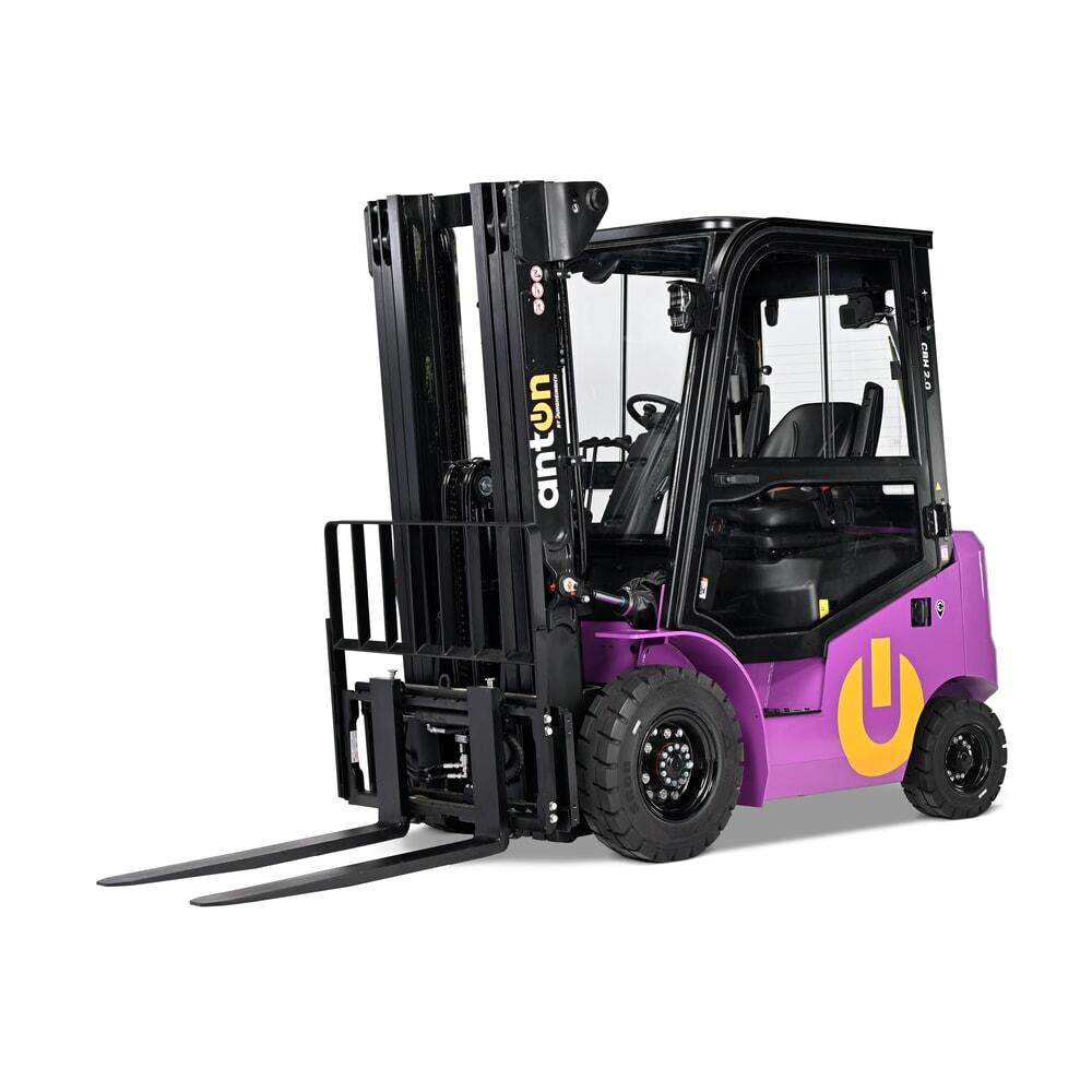 N° de l'image du produit 2 : AntOn by Jungheinrich chariot élévateur électrique CBH 2.0 avec mât télescopique triple, hauteur de levage 4 800 mm, capacité de charge 2 000 kg, cabine intempéries Comfort, avec chargeur embarqué