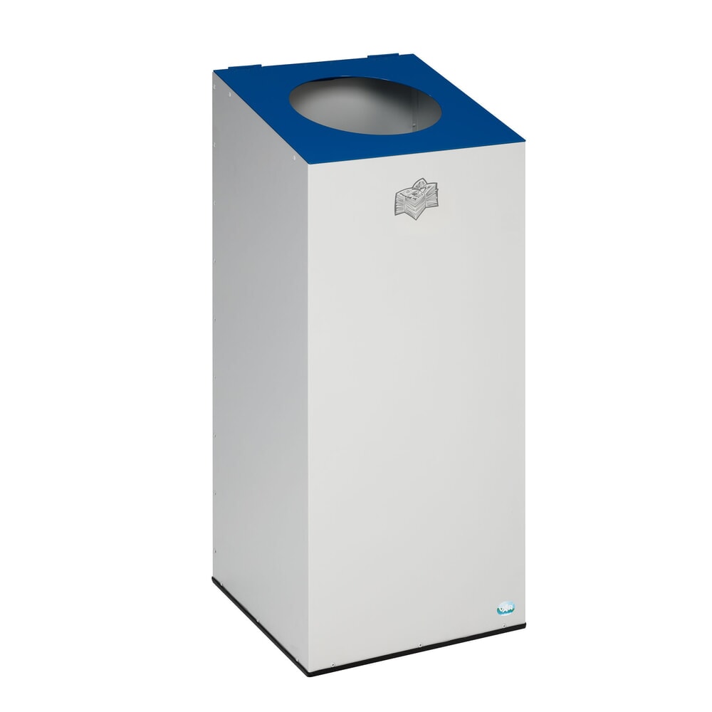 N° de l'image du produit 1 : Collecteur de recyclage VAR® WSG 38, avec anneau de serrage et batterie rechargeable ronde, gris clair, bleu gentiane