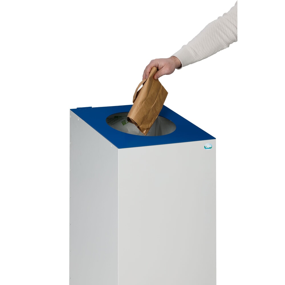 N° de l'image du produit 4 : Collecteur de recyclage VAR® WSG 38, avec anneau de serrage et batterie rechargeable ronde, gris clair, bleu gentiane