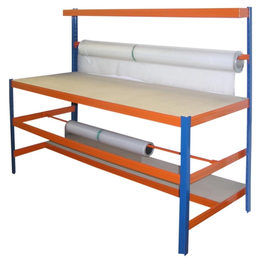 Poste de table d’emballage BASIC avec porte-rouleau, capacité de charge de 300 kg Illustration du produit: Poste de table d’emballage BASIC avec porte-rouleau, capacité de charge de 300 kg