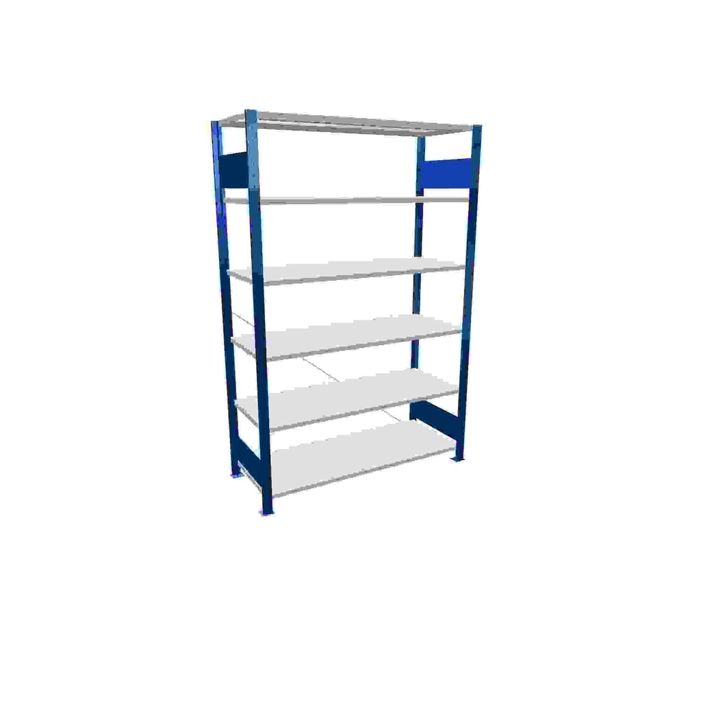 Illustration du produit: SCHULTE Rayonnage à tablettes bleu gentiane / gris clair avec 6 tablettes en tôle d’acier, charge par tablette 150 kg, HxlxP 2 000 x 1 360 x 536 mm