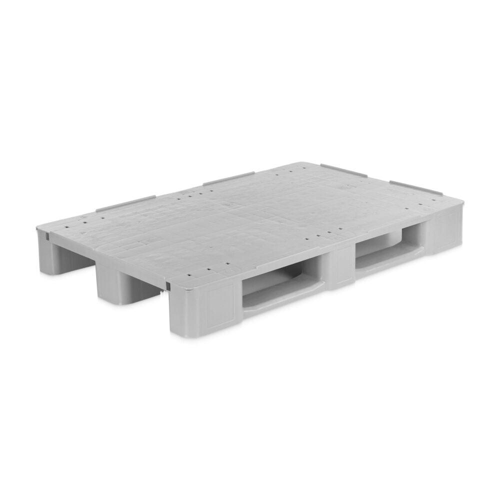 Illustration du produit: Alpha palette EURO en plastique, polyéthylène, plateau supérieur fermé, 2 patins et 3 pieds, grise